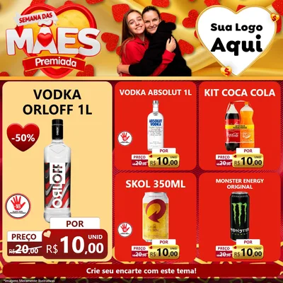 Modelo de Rede Social para Feed Facebook com o tema Semana das Mães Premiada para Distribuidora de bebidas