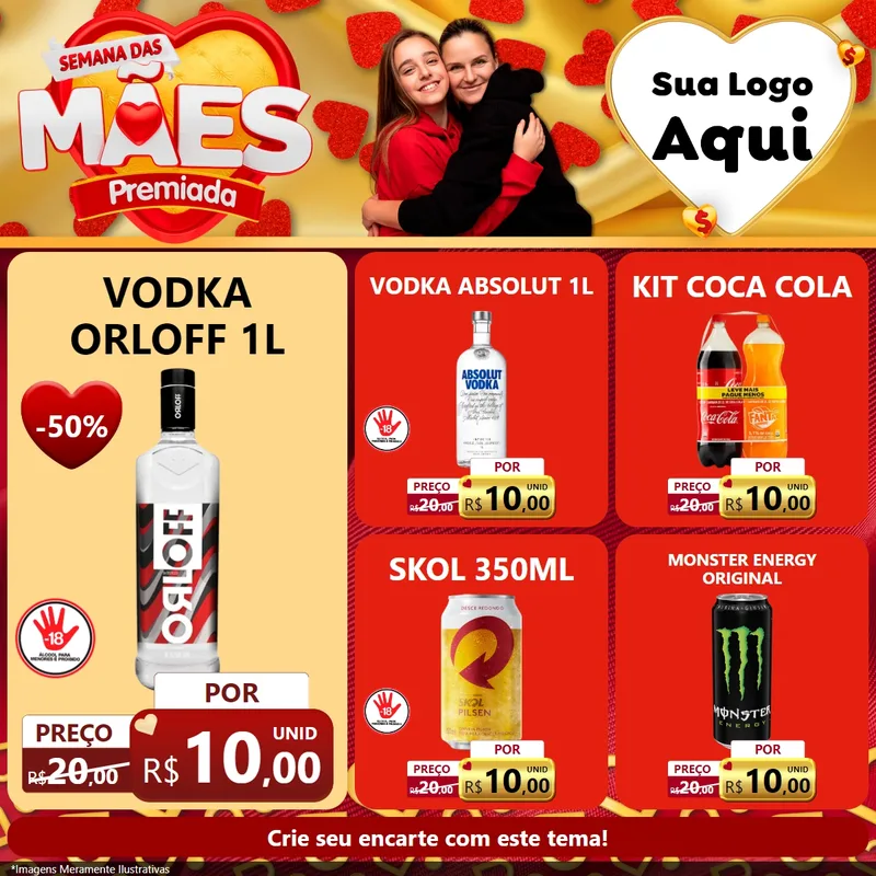 Modelo de Rede Social para Feed Facebook com o tema Semana das Mães Premiada para Distribuidora de bebidas