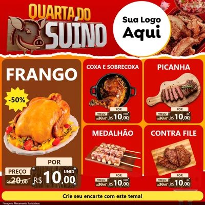 Modelo de Rede Social para Feed Facebook com o tema Quarta do Suíno para Assados
