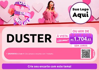 Modelo de Cartaz para Cartaz A4 Horizontal com o tema Dia da Mulher para Concessionaria de Carros