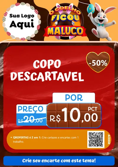 Modelo de Cartaz para Cartaz A4 Vertical com o tema O Coelho Ficou Maluco - Páscoa para Embalagens