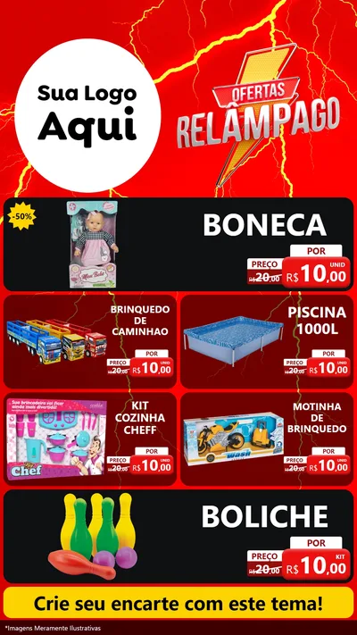 Modelo de TV para TV Vertical com o tema Ofertas Relâmpago para Brinquedos