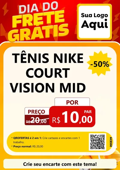 Modelo de Cartaz para Cartaz A4 Vertical com o tema Dia do Frete Grátis para Calçados