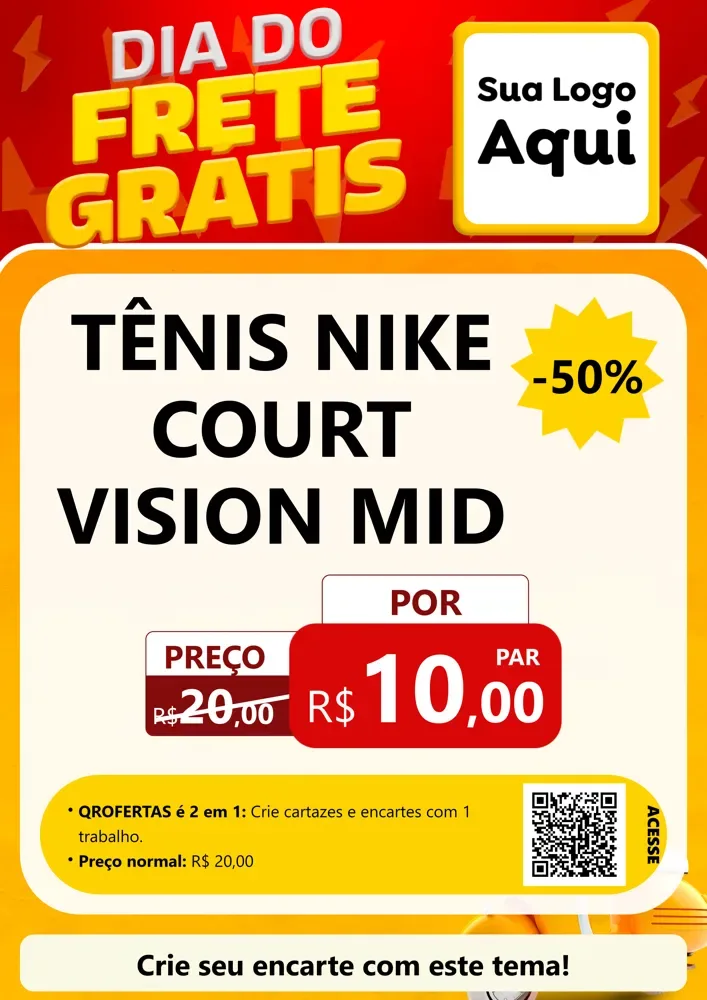 Modelo de Cartaz para Cartaz A4 Vertical com o tema Dia do Frete Grátis para Calçados