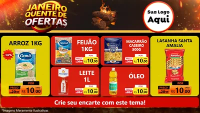 Modelo de TV para TV Horizontal com o tema Janeiro Quente de Ofertas para Supermercado