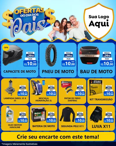 Modelo de Rede Social para Feed Instagram com o tema Ofertas do Dia dos Pais para Moto peças