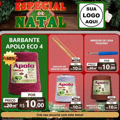 Modelo de Rede Social para Feed Facebook com o tema Especial de Natal para Armarinho e Aviamentos