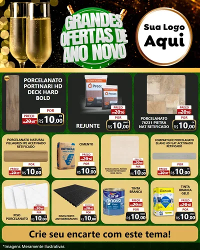 Modelo de Rede Social para Feed Instagram com o tema Grandes Ofertas de Ano Novo para Pisos e revestimentos