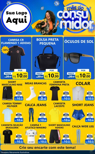 Modelo de Encarte para Encarte Grande com o tema Mês do Consumidor para Roupas e acessórios