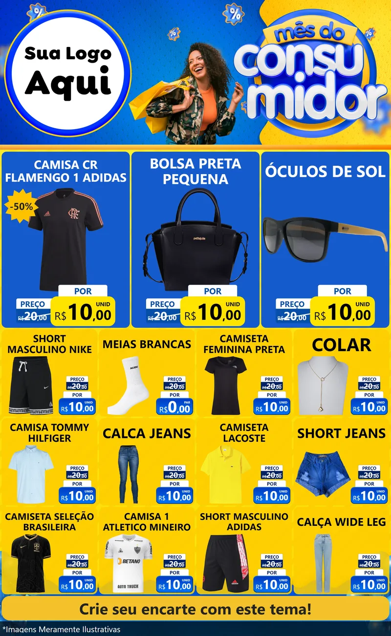 Modelo de Encarte para Encarte Grande com o tema Mês do Consumidor para Roupas e acessórios