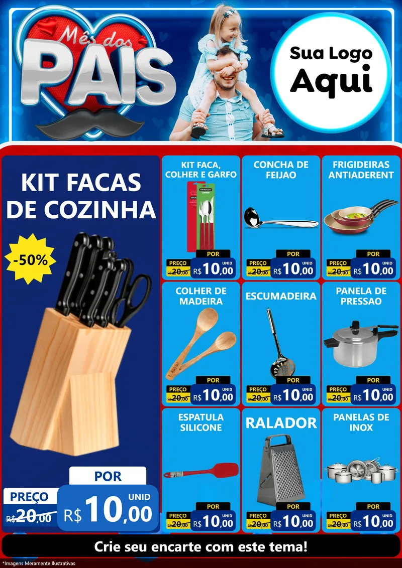 Modelo de Encarte para Encarte A4 Vertical com o tema Mês Dos Pais para Utilidades Domésticas