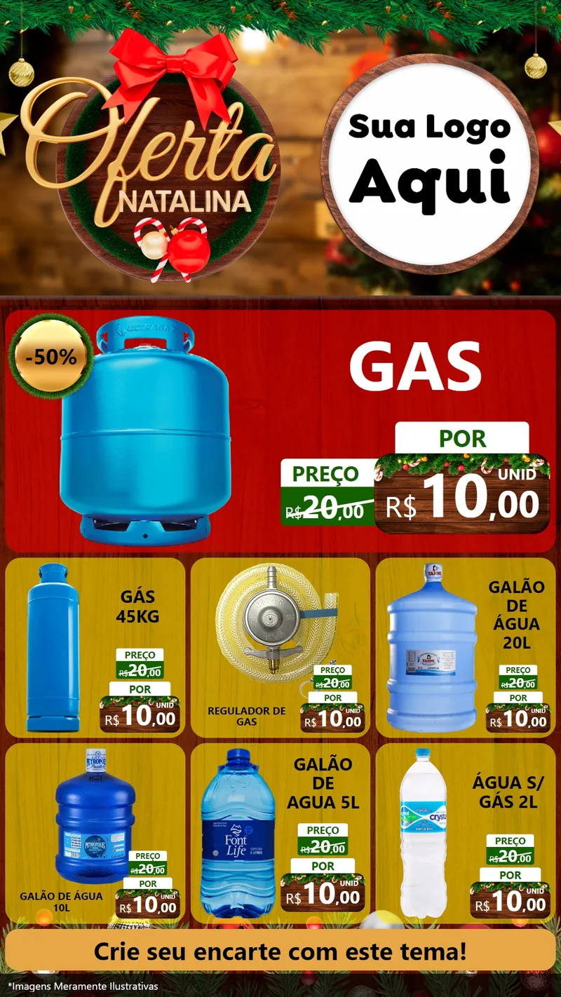 Modelo de Rede Social para Stories com o tema Ofertas Natalina para Água e gás