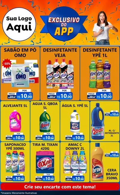 Modelo de Encarte para Encarte Grande com o tema Exclusivo do Aplicativo para Produtos de Limpeza