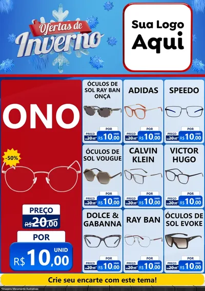 Modelo de Encarte para Encarte A4 Vertical com o tema Ofertas de Inverno para Óticas