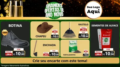 Modelo de TV para TV Horizontal com o tema Grandes Ofertas de Ano Novo para Agropecuária