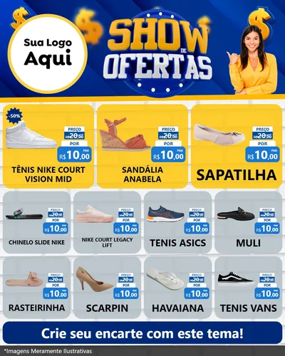 Modelo de Rede Social para Feed Instagram com o tema Show de Ofertas para Calçados