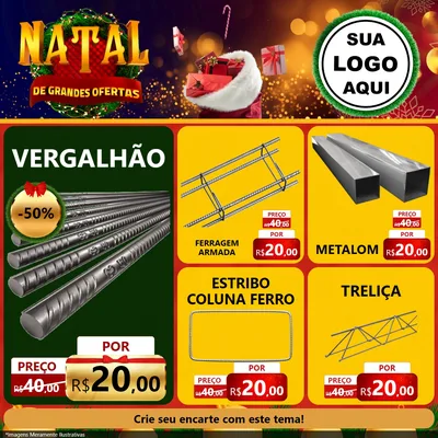 Modelo de Rede Social para Feed Facebook com o tema Natal de Grandes Ofertas para Ferragens