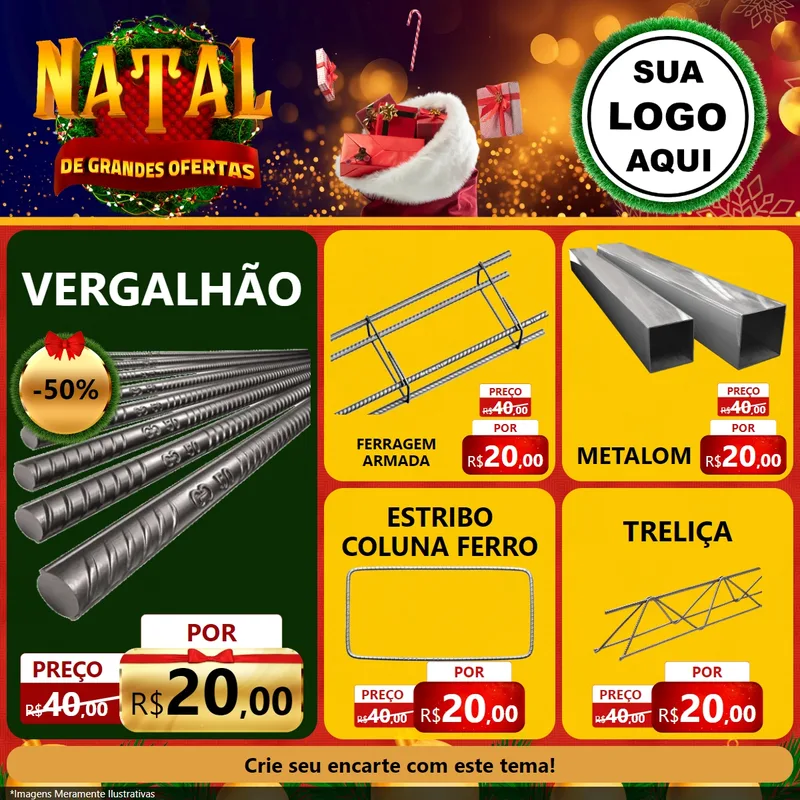 Modelo de Rede Social para Feed Facebook com o tema Natal de Grandes Ofertas para Ferragens