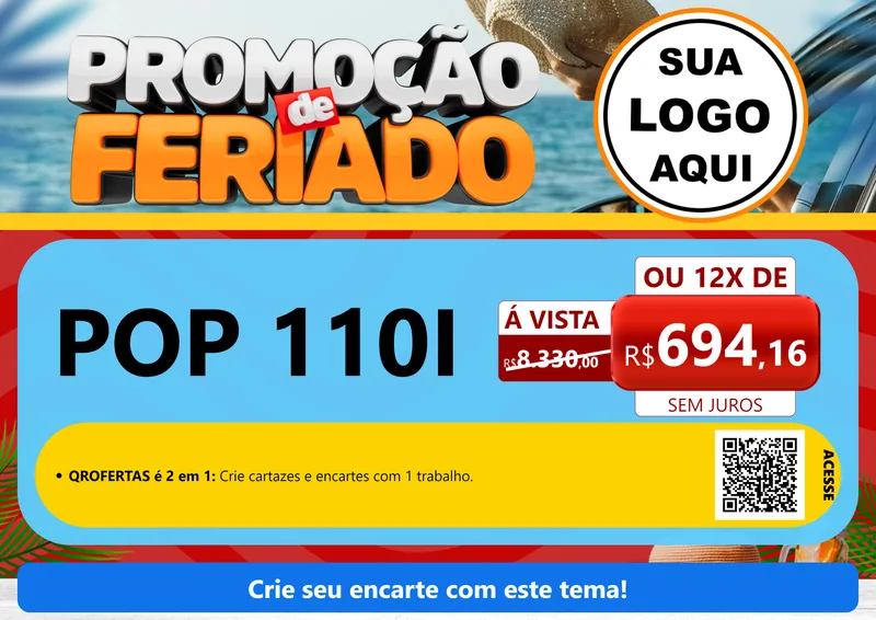 Modelo de Cartaz para Cartaz A4 Horizontal com o tema Promoção de Feriado para Concessionaria de Motos