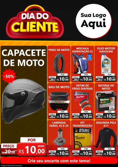 Modelo de Encarte para Encarte A4 Vertical com o tema Dia do Cliente para Moto peças