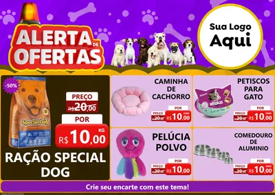 Modelo de Encarte para Encarte A4 Horizontal com o tema Alerta de Oferta (pet) para Pet Shop