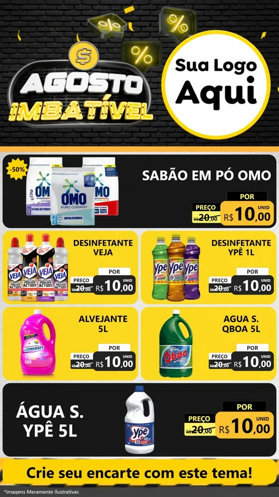 Modelo de TV para TV Vertical com o tema Agosto Imbatível para Produtos de Limpeza