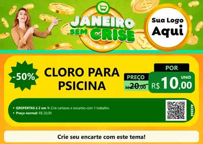 Modelo de Cartaz para Cartaz A4 Horizontal com o tema Janeiro Sem Crise para Produtos para Piscina