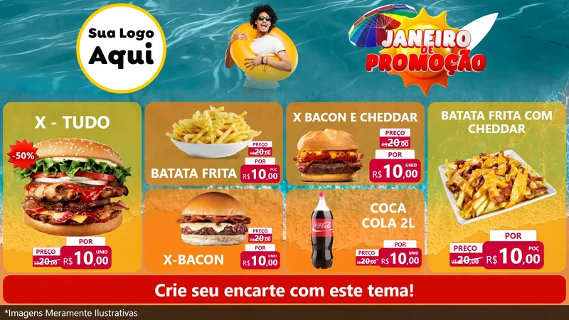 Modelo de TV para TV Horizontal com o tema Janeiro de Promoção para Hamburgueria