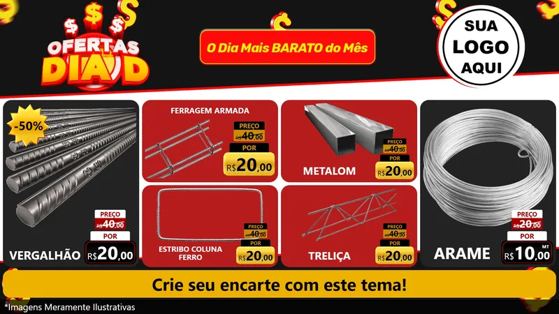 Modelo de TV para TV Horizontal com o tema Ofertas Dia D para Ferragens