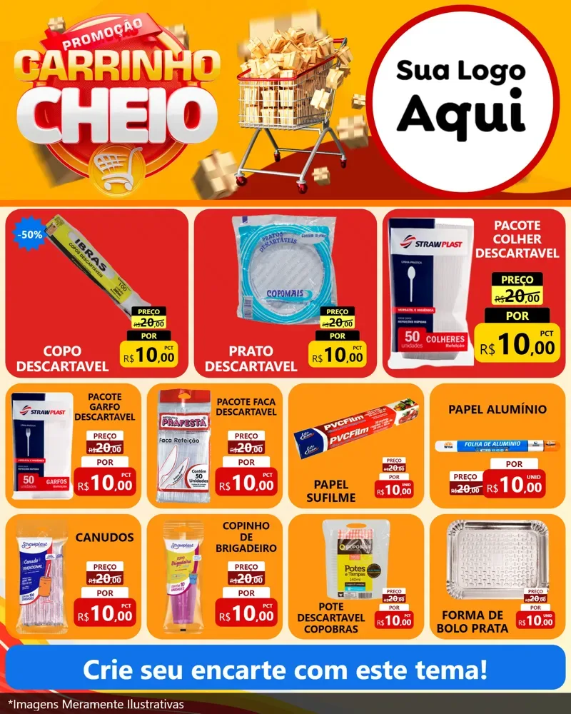 Modelo de Rede Social para Feed Instagram com o tema Promoção carrinho cheio para Embalagens