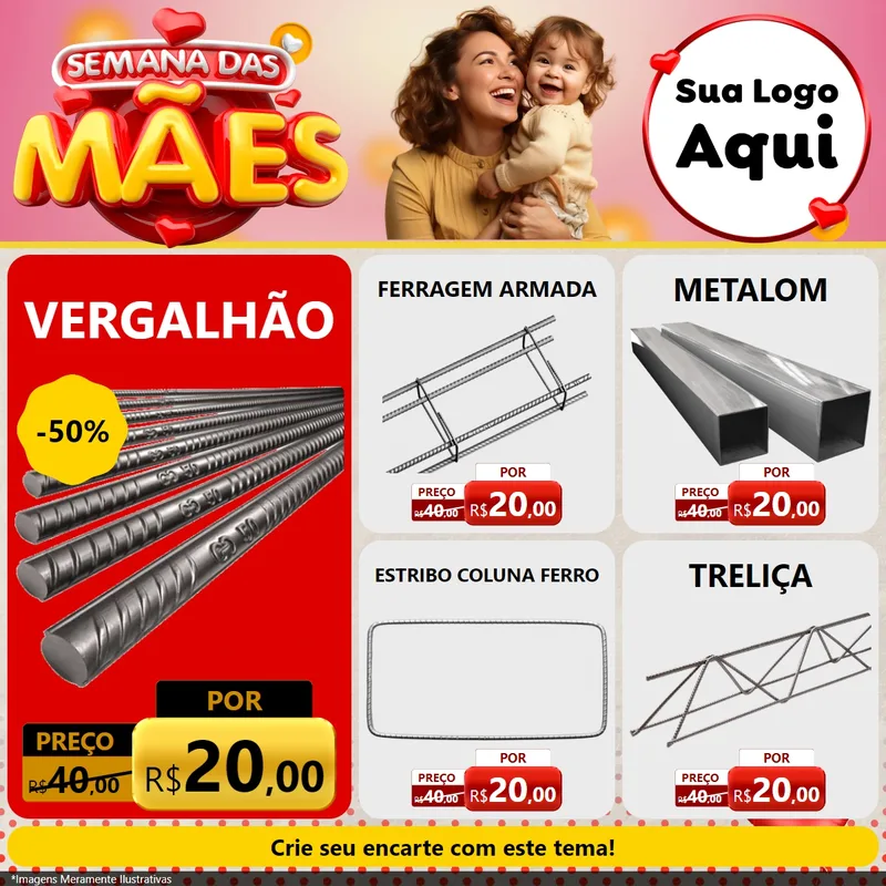 Modelo de Rede Social para Feed Facebook com o tema Semana das Mães para Ferragens