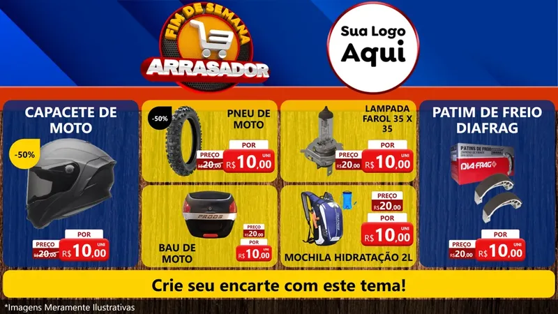 Modelo de TV para TV Horizontal com o tema Fim De Semana Arrasador para Moto peças