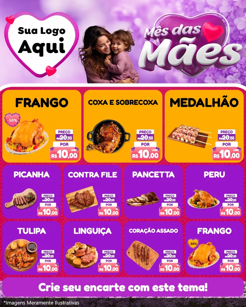 Modelo de Rede Social para Feed Instagram com o tema Mês das Mães para Assados
