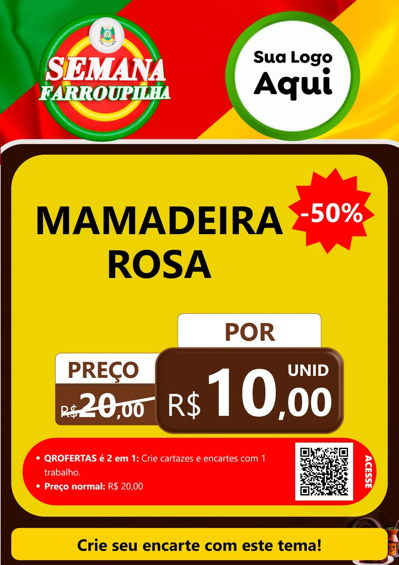 Modelo de Cartaz para Cartaz A4 Vertical com o tema Semana Farroupilha para Bebês
