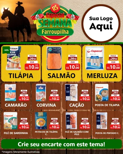 Modelo de Rede Social para Feed Instagram com o tema Especial Semana Farroupilha para Peixaria