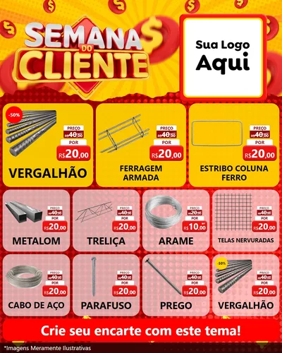 Modelo de Rede Social para Feed Instagram com o tema Semana do Cliente para Ferragens