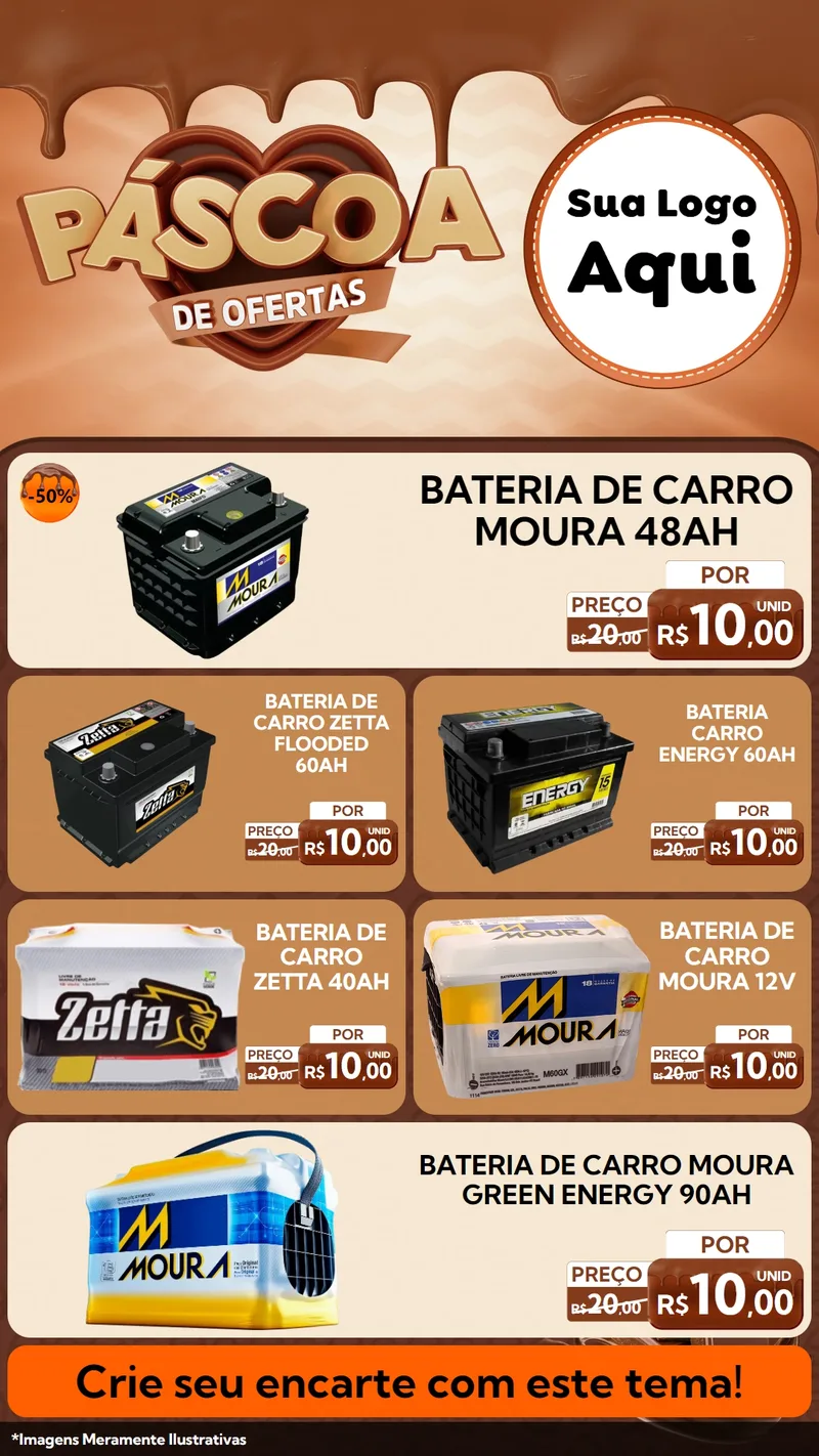 Modelo de TV para TV Vertical com o tema Páscoa de Ofertas para Baterias Elétricas