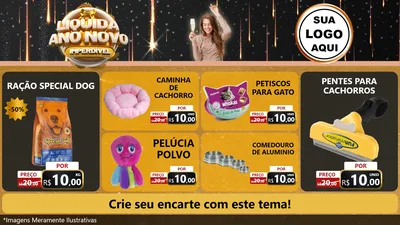 Modelo de TV para TV Horizontal com o tema Liquida Ano Novo Imperdível para Pet Shop