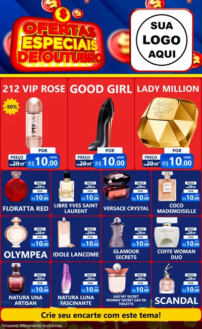 Modelo de Encarte para Encarte Grande com o tema Ofertas Especiais de Outubro para Perfumes
