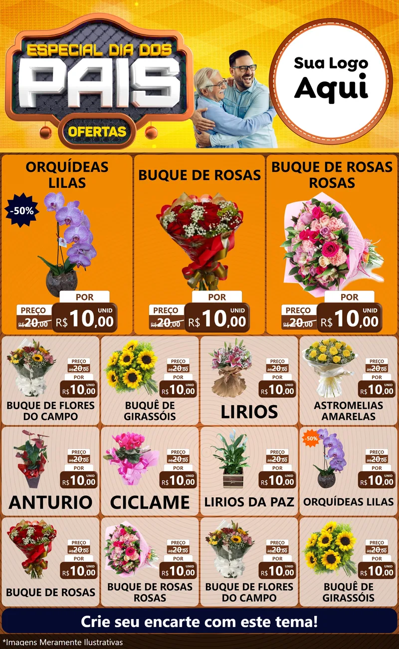 Modelo de Encarte para Encarte Grande com o tema Especial Dia dos Pais para Floricultura e jardim