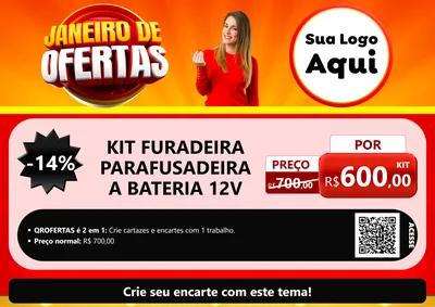 Modelo de Cartaz para Cartaz A4 Horizontal com o tema Janeiro de Ofertas para Maquinas e Ferramentas