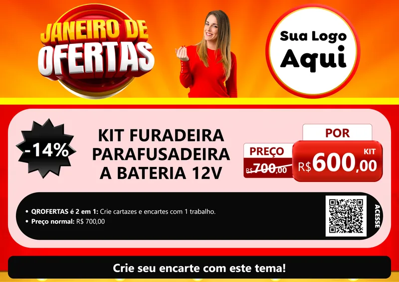 Modelo de Cartaz para Cartaz A4 Horizontal com o tema Janeiro de Ofertas para Maquinas e Ferramentas
