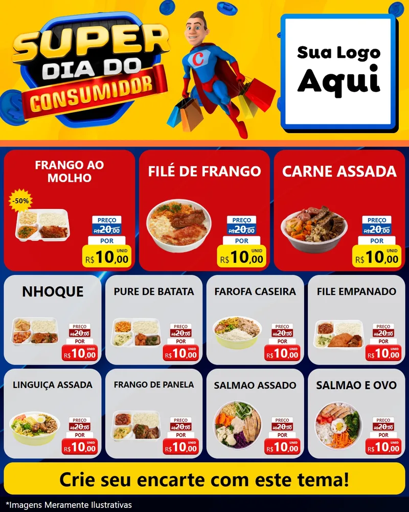 Modelo de Rede Social para Feed Instagram com o tema Super Dia do Consumidor para Restaurante