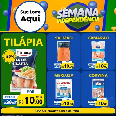 Modelo de Rede Social para Feed Facebook com o tema Semana da Independência para Peixaria