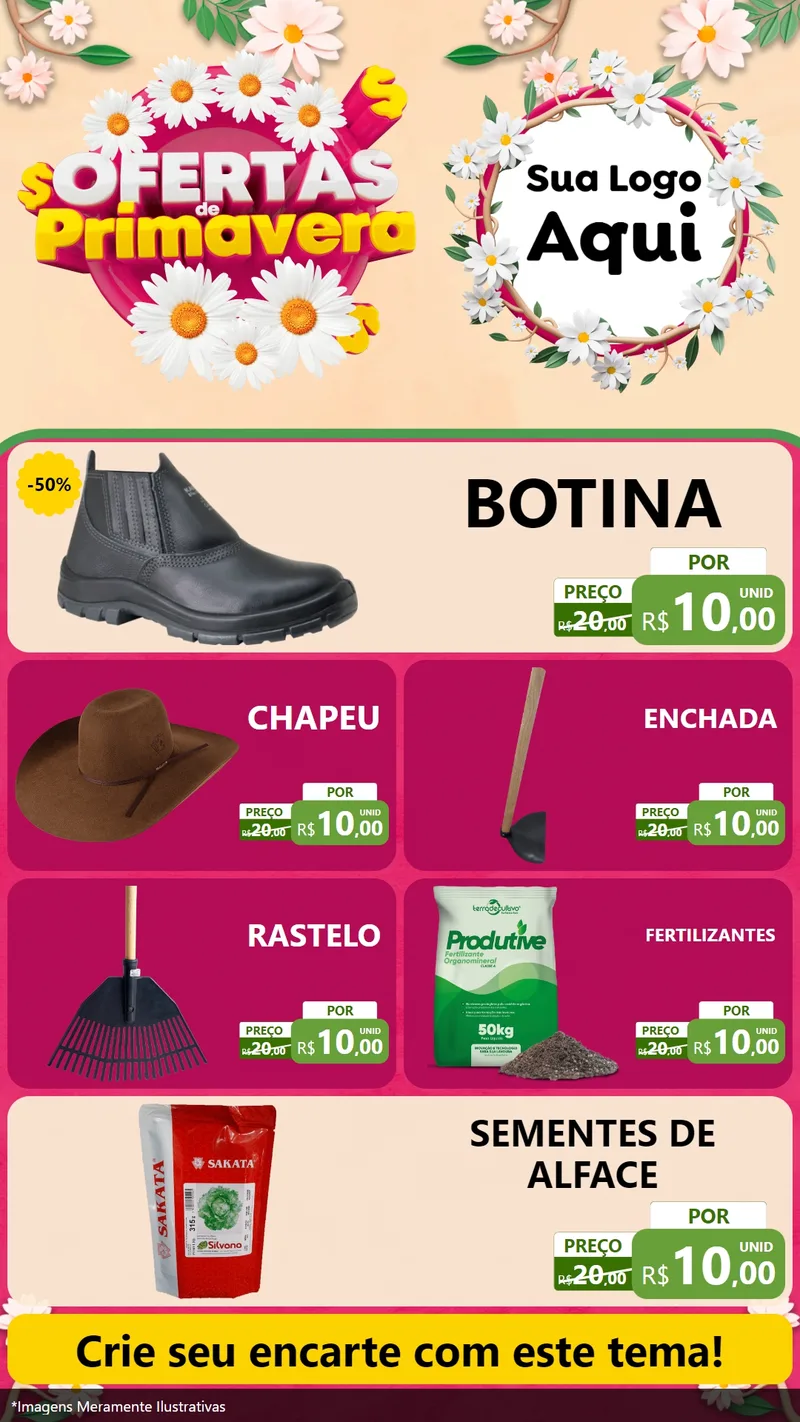 Modelo de TV para TV Vertical com o tema Ofertas de Primavera para Agropecuária