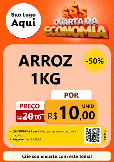 Modelo de Cartaz para Cartaz A4 Vertical com o tema Quarta da Economia para Supermercado