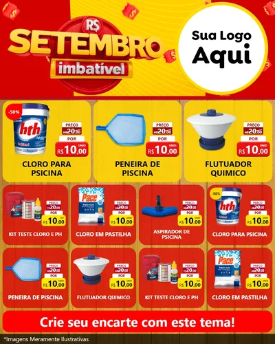 Modelo de Rede Social para Feed Instagram com o tema Setembro Imbatível para Produtos para Piscina