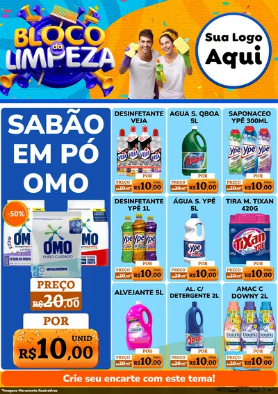 Modelo de Encarte para Encarte A4 Vertical com o tema Bloco da Limpeza para Produtos de Limpeza