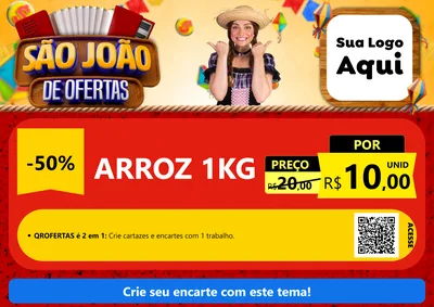 Modelo de Cartaz para Cartaz A4 Horizontal com o tema São João de Ofertas para Supermercado