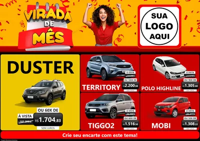 Modelo de Encarte para Encarte A4 Horizontal com o tema Virada de Mês para Concessionaria de Carros